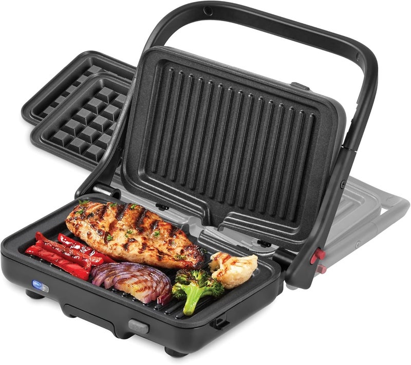 Dash MultiMaker® Flex Press Grill System, Grill + Waffle, Removable Plates - Graphite - Image 1
